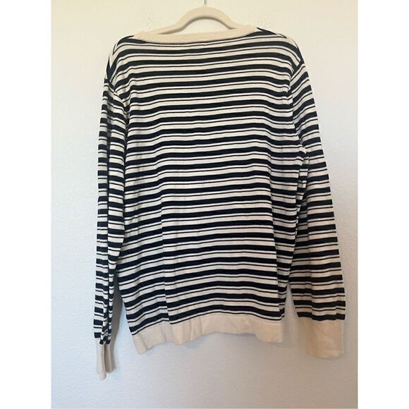 J crew Navy and Ivory Striped Crewneck Sweater NEW - Picture 5 of 5